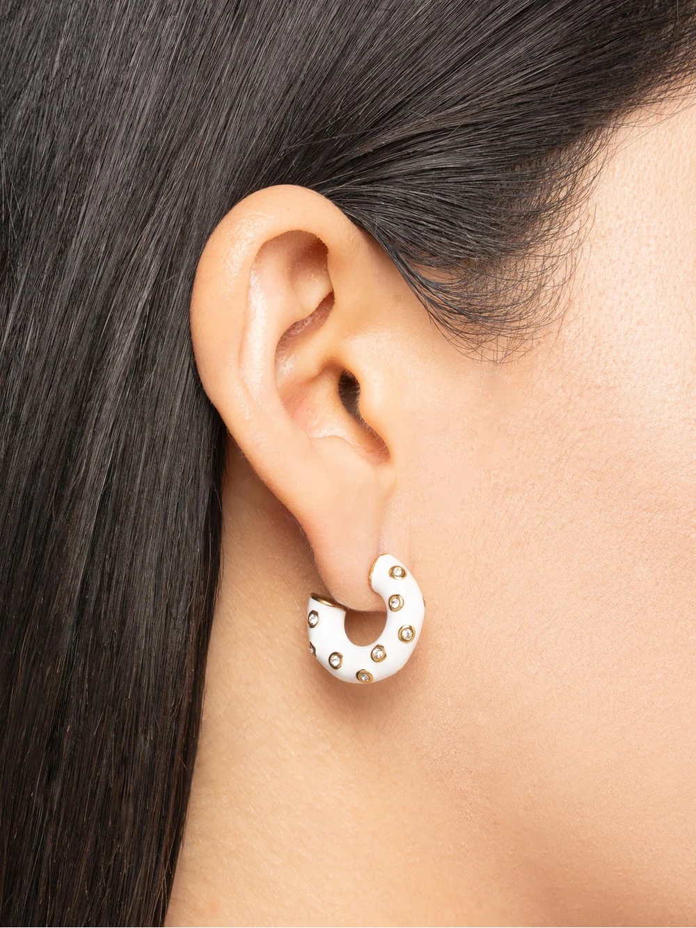 Enamel Embellished Hoop Earrings 24k Gold Plated NWOT